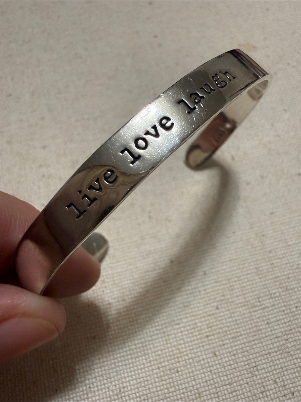 Sterling Silver 925 native Syle Live Love Laugh Silver Cuff Bracelet